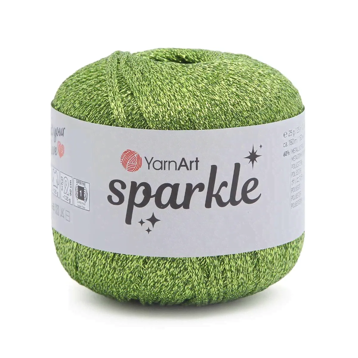 Пряжа YarnArt Sparkle 25гр 160м (60% металлизированный полиэстер, 40% полиамид) (1330 салатовый)