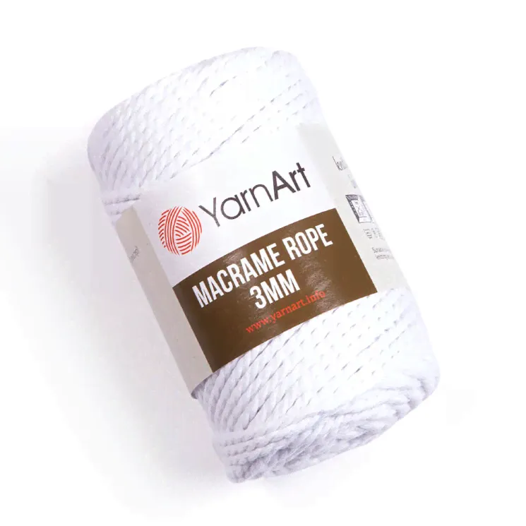 Пряжа YarnArt Macrame Rope 3mm цвет 751 белый