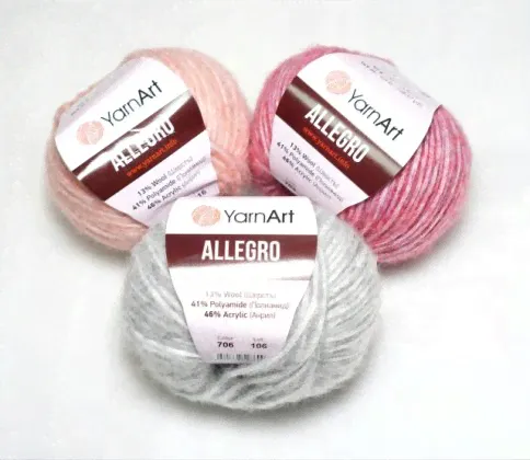 Пряжа YarnArt Allegro, 13% шерсть, 41% полиамид, 46% акрил, 50гр/145м-0
