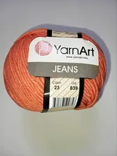 Пряжа Yarnart Jeans 23 (ЯрнАрт Джинс), цвет: светло-оранжевый(лососевый)