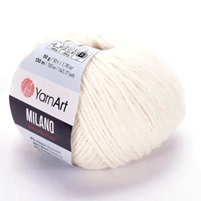Пряжа YarnArt Milano (8% альпака, 20% шерсть, 8% вискоза, 64% акрил) 50 гр, 130 м, 852 молочный-0