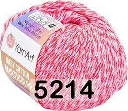 Пряжа YarnArt BABY COTTON MULTICOLOR 5214 розово-красный