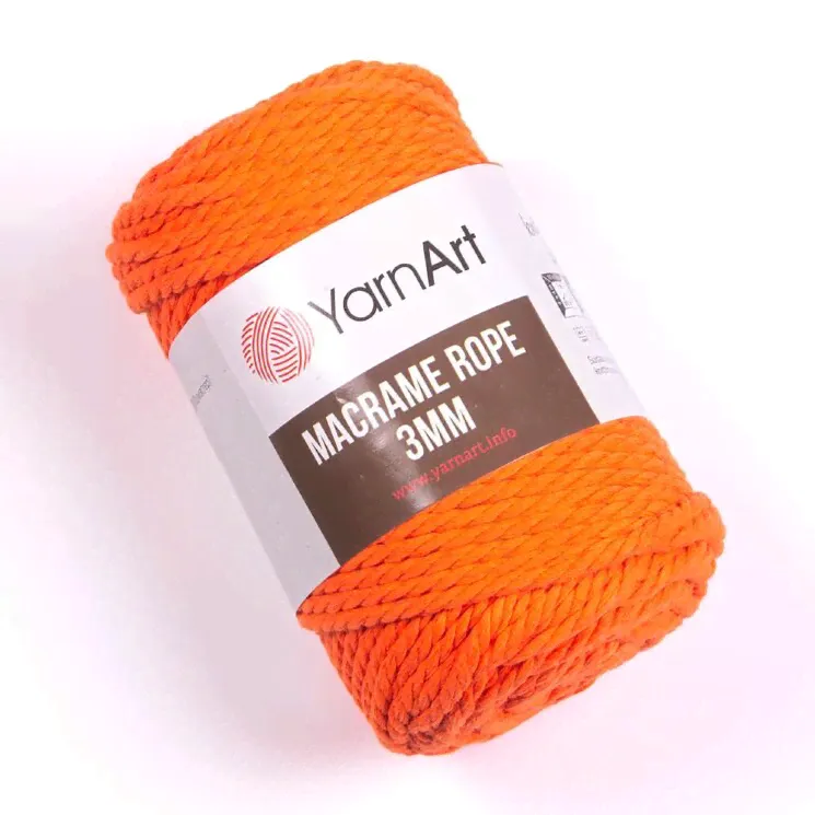 Пряжа YarnArt Macrame Rope 3mm цвет 800 оранжевый