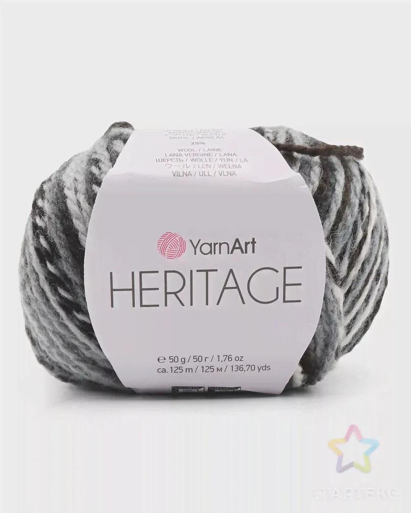 Пряжа YarnArt 'Heritage' 50гр 125м (25% шерсть, 75% акрил) (330 принт) принт