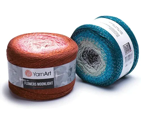 Пряжа YarnArt Flowers Moonlight, 53% хлопок, 43% полиакрил, 4% металлик, 260гр/1000м-0