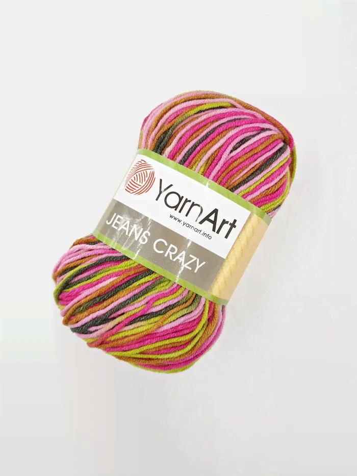 YarnArt jeans Crazy 7206 малиново-салатовый