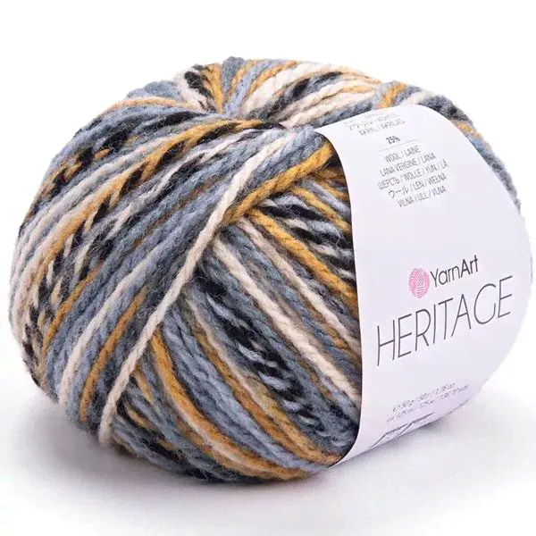 Пряжа для вязания YARNART "HERITAGE" (№331) Шафран/чёрный/серый-0