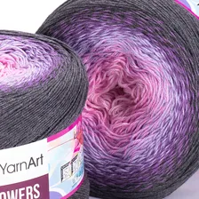 Пряжа Yarnart FLOWERS 276 розовый/сирень/серый