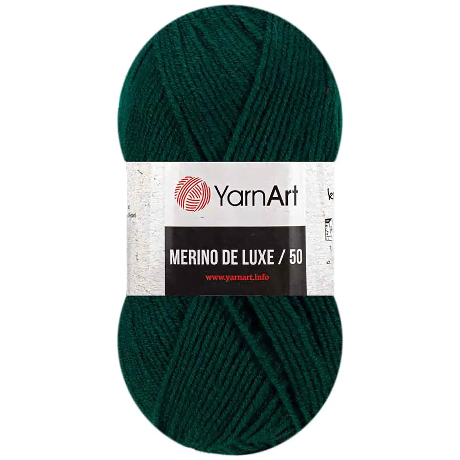 Пряжа YarnArt "MERINO DE LUXE / 50" (100 г) 590 (т.зеленый)-0