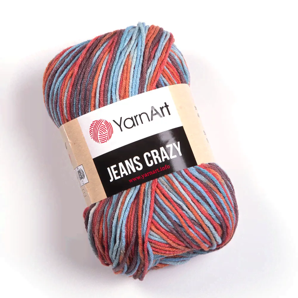 Пряжа YarnArt Jeans Crazy (8214) красно-голубой принт
