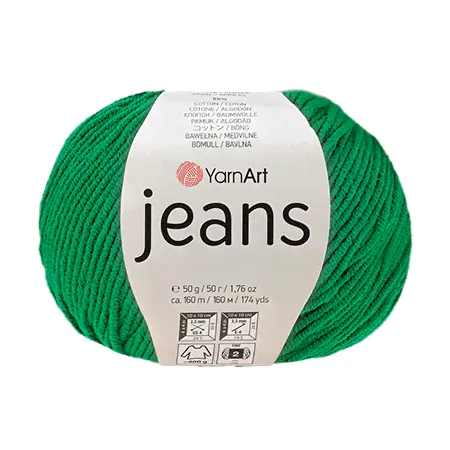 Пряжа YarnArt "JEANS" (50 г) 52 (зеленый)-0