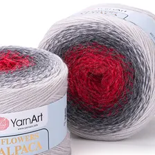 Пряжа Yarnart FLOWERS ALPACA 436 сер/красн