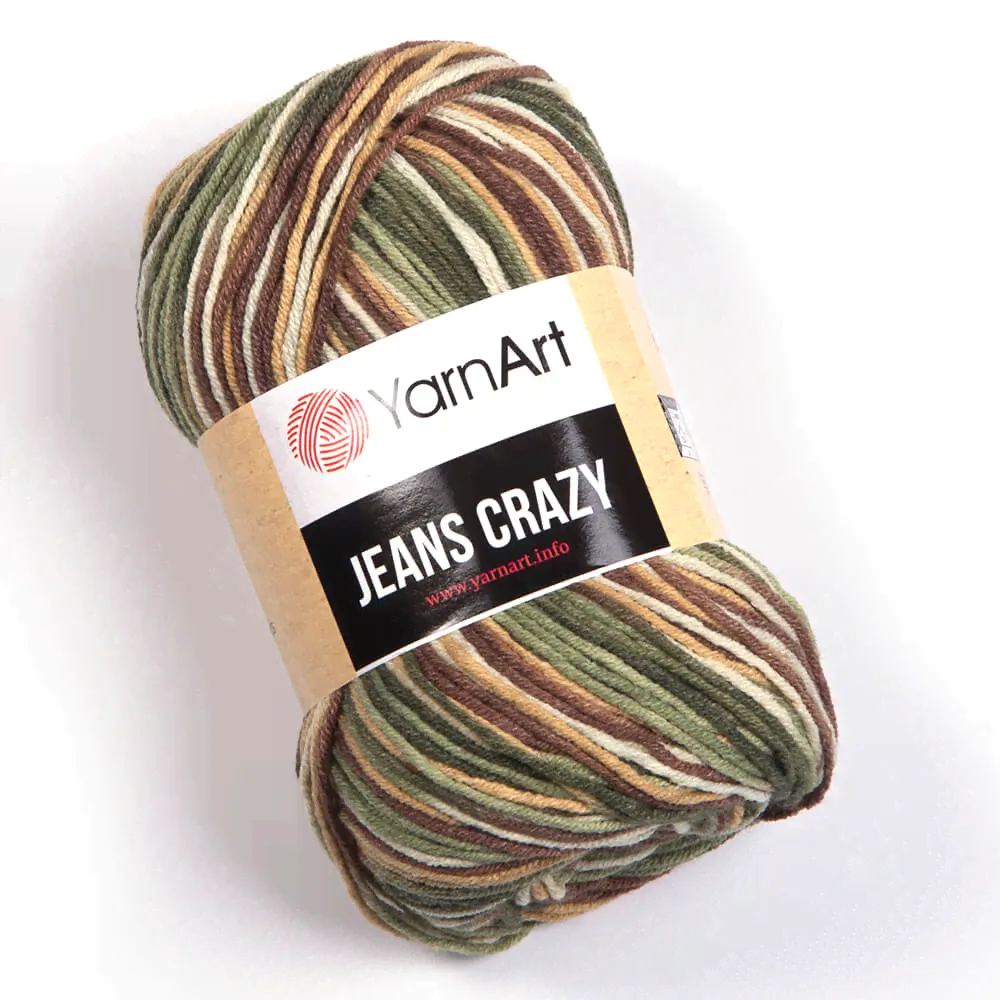 Пряжа YarnArt Jeans Crazy (7203) хаки принт