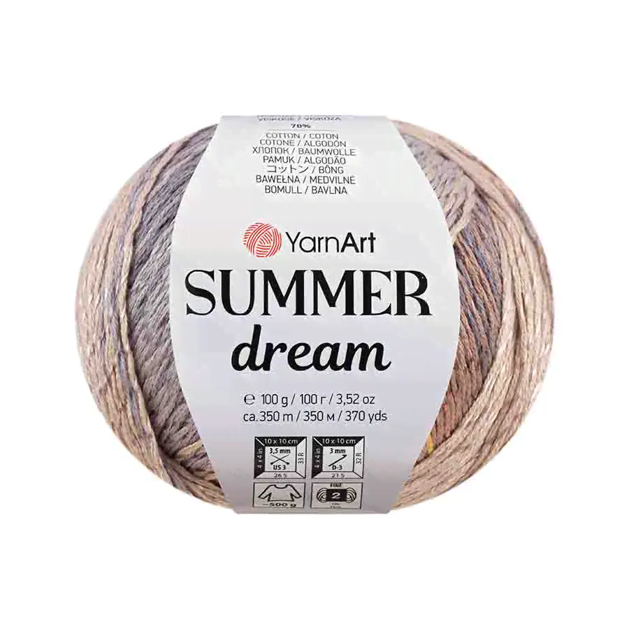 Пряжа YarnArt "SUMMER DREAM" (100 г) 4310 (серый/бежевый/горчичный)-0