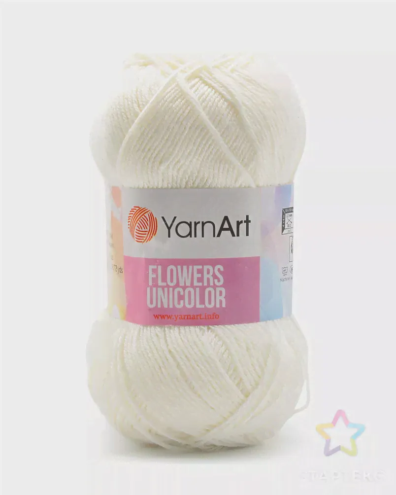 Пряжа YarnArt 'Flowers Unicolor' 50гр 200м (55% хлопок, 45% полиакрил) (730 белый) белого цвета