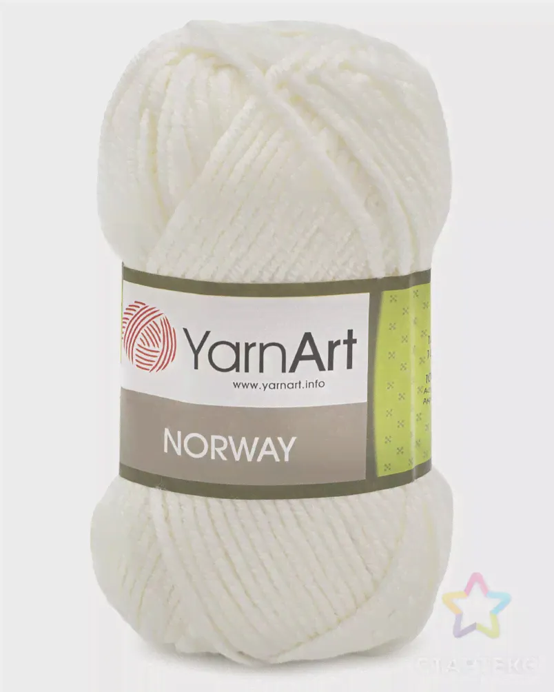 Пряжа YarnArt 'Norway' 100гр 105м (100% акрил) (150 белый) белого цвета