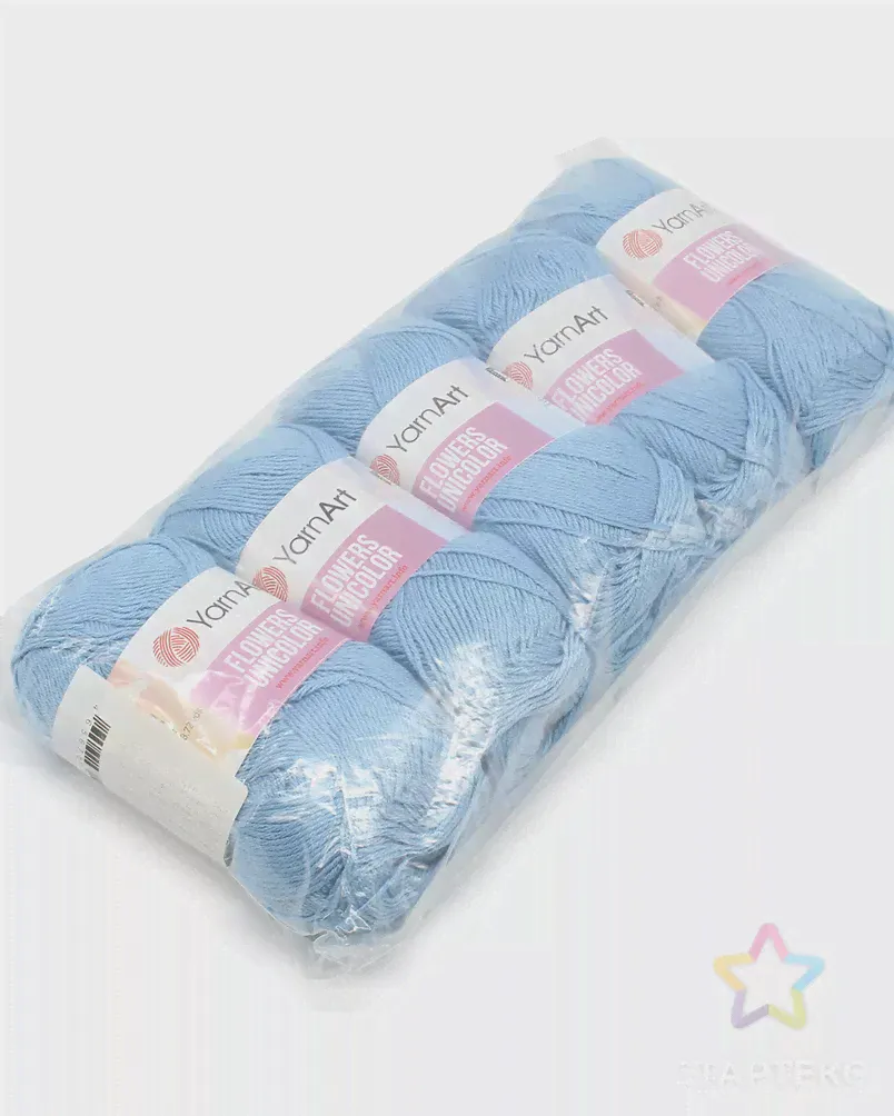 Пряжа YarnArt 'Flowers Unicolor' 50гр 200м (55% хлопок, 45% полиакрил) (742 голубой) голубого цвета-1