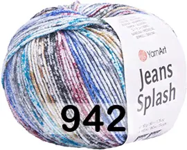 Пряжа YarnArt Jeans Splash 942 сине-красно-черный