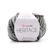 Пряжа YarnArt 'Heritage', 50г, 125м (шерсть, акрил) (330 принт), 10 мотков, Серый;черный