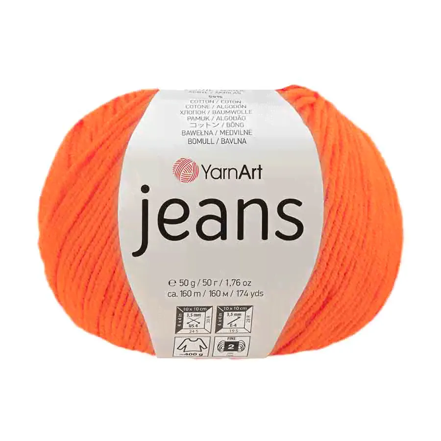 Пряжа YarnArt "JEANS" (50 г) 77 (яр.оранжевый)