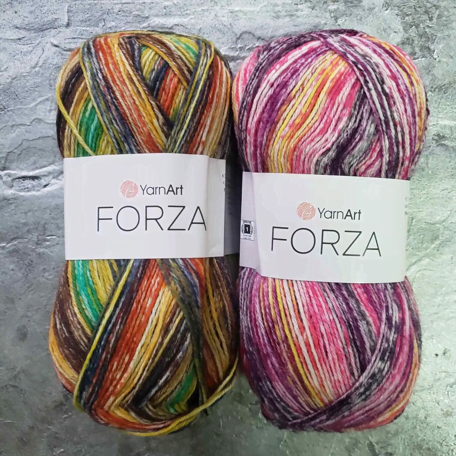 Пряжа носочная Forza YarnArt ( Форза ), цвет 2608-2609, 100 гр/420м, 75% шерсть, 25% полиамид, 2 мотка.